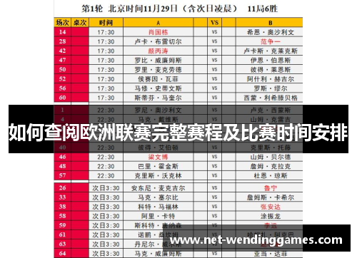 如何查阅欧洲联赛完整赛程及比赛时间安排